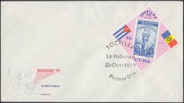 1979-FDC-52  CUBA. FDC. 1979. EXPO FILATELICA SOCFILEX. BUCAREST. RUMANIA. ROMANIA. - FDC