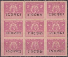 REP-139 CUBA REPUBLICA 1958. REVENUE. TIMBRE NACIONAL. 5c PEDRO FIGEREDO. BLOCK 15. UNUSED. - Strafport