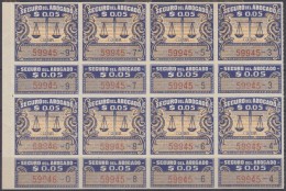 REP-143 CUBA REPUBLICA 1940-50. REVENUE. SEGURO DE ABOGADOS. LAWYER INSURANCE. 5c BLOCK 8. ORIGINAL GUM. - Postage Due