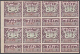 REP-145 CUBA REPUBLICA 1940-50. REVENUE. SEGURO DE ABOGADOS. LAWYER INSURANCE. 5c BLOCK 8. ORIGINAL GUM. - Segnatasse