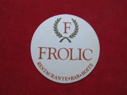 Vintage Sous Bock - Coaster - Base De Copo Restaurante Bar Boite Frolic Portugal - Plaques En Carton