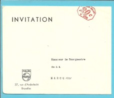Brief Met Roodfrankeering (B406) Met Logo " PHILIPS" / INVITATION - ...-1959
