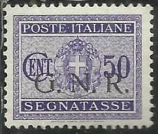 ITALIA REGNO ITALY KINGDOM 1944 SEGNATASSE POSTAGE DUETASSE TAXE RSI GNR CENT. 50 MNH BEN CENTRATO - Segnatasse