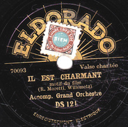 78 T. -  20 Cm - état Ttb - Accomp. Grand Orchestre - IL EST CHARMANT -EN PARLANT UN PEU DE PARIS - 78 T - Discos Para Fonógrafos