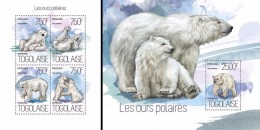 Togo 2013, Animals, Polar Bears, 4val In BF+BF - Faune Arctique