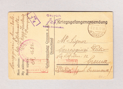 DR CROSSEN A O. 7.2.1918 Kriegsgefangenensendung Nach Cream Italien Verschiedene Stempeln - Brieven En Documenten