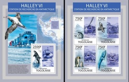 Togo 2013, Antartic Station Halley II, Whale, Bird, 4val In BF+BF - Programmes Scientifiques