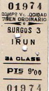 VP6437 - Ticket Simple Pour Chemins De Fer - Ligne De BURGOS à IRUN ( Espagne ) - Europe