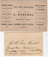 VP6440 - CDV - 2 Cartes De Visites - Quincaillerie Louis MARCHAL à DORMANS ( Marne ) - Visiting Cards