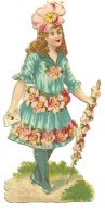 Découpis Gaufré Femme Fleur Aubépine Ou Rose Sauvage Robe Et Chapeau De Fleurs DIM:10cm X 4.5cm - Flores