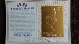 CPSM GENERAL DE GAULLE A TOUS LES FRANCAIS APPEL DU 18 JUIN 1940 PORTRAIT DORE SOUSCRIPTION DE 10 F POUR MEMORIAL COLOMB - Hommes Politiques & Militaires