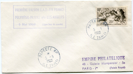 OCEANIE LETTRE AVEC CACHET "PREMIERE LIAISON T.A.I. - AIR FRANCE POLYNESIE - FRANCE VIA LOS ANGELES - 6 MAI 1960-..." - Brieven En Documenten