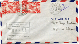 NOUVELLE-CALEDONIE FRANCE LIBRE LETTRE PAR AVION AVEC CACHET "1ère LIAISON AERIENNE FRANCAISE PAR T.R.A.PA.S....AOUT..." - Storia Postale