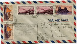 NOUVELLE-CALEDONIE LETTRE PAR AVION AVEC CACHET "PREMIERE LIAISON AERIENNE NOUMEA-SAIGON VIA SYDNEY PAR AIR FRANCE" - Storia Postale