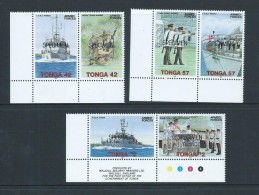 Tonga 1991 Armed Forces Army & Navy Set Of 3 Pairs MNH Specimen Overprints - Tonga (1970-...)