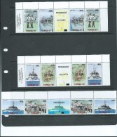 Tonga 1991 Armed Forces Army & Navy Set Of 3 Pairs MNH Gutter Pairs With Labels Specimen Overprints - Tonga (1970-...)