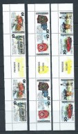 Tonga 1997 Surcharges On 1993 Police & Fire Service Set Of 3 Pairs MNH Gutter Strips With Labels Specimen Overprints - Tonga (1970-...)