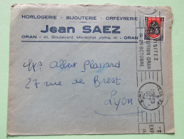 Algeria 1950 Cover Oran To Lyon France - Arms Of Alger - Brieven En Documenten