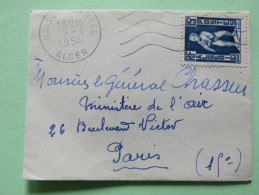 Algeria 1954 Mini Cover Maison Carree Alger To Paris France - Child With Eagle - Brieven En Documenten