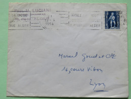 Algeria 1954 Cover Alger To Lyon France - Child With Eagle - Covers & Documents