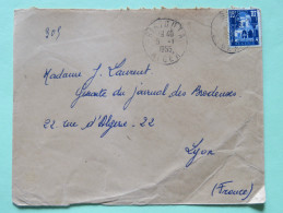 Algeria 1955 Cover Antouta Alger To Lyon France - Patio Of Bardo Museum - Lettres & Documents