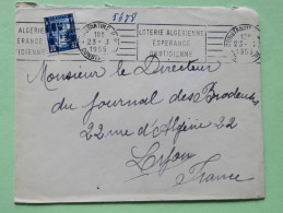 Algeria 1955 Cover Constantine To Lyon France - Patio Of Bardo Museum - Lottery Slogan - Brieven En Documenten