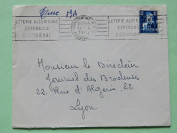 Algeria 1955 Cover Constantine To Lyon France - Patio Of Bardo Museum - Lottery Slogan - Brieven En Documenten