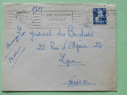 Algeria 1955 Cover Constantine To Lyon France - Patio Of Bardo Museum - Lottery Slogan - Brieven En Documenten