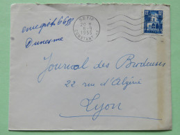 Algeria 1955 Cover Setif To Lyon France - Patio Of Bardo Museum (pale Blue Color) - Lettres & Documents