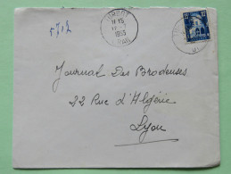 Algeria 1955 Cover Turbot Oran To Lyon France - Patio Of Bardo Museum - Covers & Documents