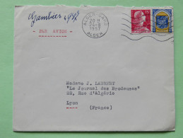 Algeria 1957 Cover Alger To Lyon France - Marianne - Arms Of Tlemcen - Lettres & Documents