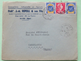 Algeria 1957 Front Of Cover Blida Alger To Casablanca Marueccos Maroc - Marianne - Arms Of Tlemcen - Brieven En Documenten