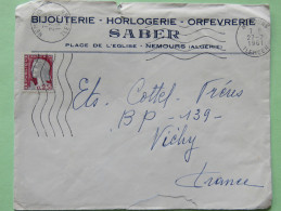 Algeria 1961 Cover Nemours Tlemcen To Vichy France - French Stamps Marianne - Jewelry Adress - Brieven En Documenten