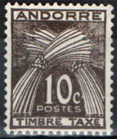 ANDORRA FRANCESE - 1943 - SCRITTA TIMBRE TAXE - 10 CENT - NUOVO WITHOUT GUM - Ongebruikt