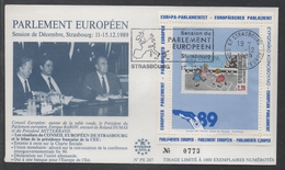 PORTE TIMBRE NUMEROTE / 1989 DU PARLEMENT EUROPEEN SUR LETTRE NUMEROTEE (ref 6035) - Storia Postale