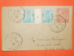 MONACO - N°76 Millésime 4 Sur Entier Du 10 Centimes Albert 1er Coupé .  TB - Briefe U. Dokumente