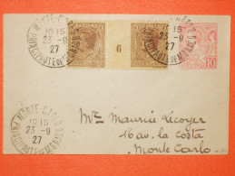 MONACO - N°87 Millésime 6 Sur Entier Du 10 Centimes Albert 1er Coupé .  TB - Cartas & Documentos