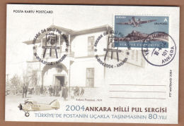 AC  -  2004 ANKARA NATIONAL STAMP EXHIBITION & 80th ANNIVERSARY OF AIRMAIL POST IN TURKEY  16 APRIL 2004 - Postwaardestukken