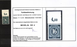 Kontrollrat,923d,mit Oberrand,xx,Befund - Postfris