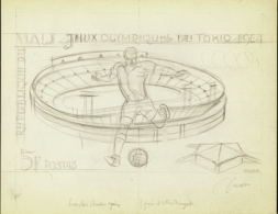 N° 63 Jeux Olympiques De Tokyo Football Maquette Signée Qualité:  Cote: .....  € - Autres & Non Classés