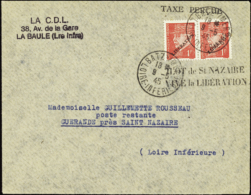 N° 514 1f Pétain X2 Surch Libération Sur Lettre Obl Batz 9-5-45 Qualité: OBL Cote: 250  &e - Sonstige & Ohne Zuordnung