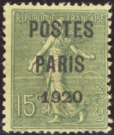 N° 25 15c Semeuse Lignée "Postes Paris 1920" Qualité: (*) Cote: 125  € - Autres & Non Classés