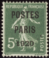 N° 24 5c Semeuse Vert "Postes Paris 1920" Qualité: (*) Cote: 170  € - Autres & Non Classés