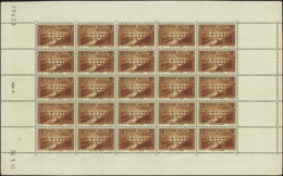 N° 262 20f Pont Du Gard Feuille De 25 Timbres CD 28-1-36 Avec Variétés 262g + 262f X3 Qualité: - Otros & Sin Clasificación