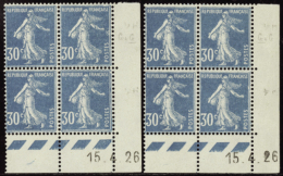 N° 192 30c Semeuse Bleu 15-4-26 Les 2 Galvanos Qualité: ** Cote: 94  € - Other & Unclassified