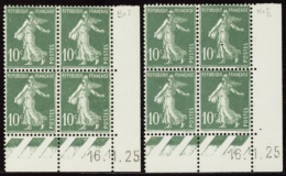 N° 159 10c Semeuse Vert 16-11-25  2 Galvanos (H+I) 1bdf* Qualité: ** Cote: .....  € - Sonstige & Ohne Zuordnung