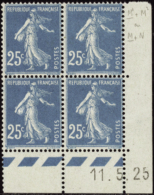 N° 140 25c Semeuse Bleu 11-5-25 Qualité: ** Cote: 96  € - Autres & Non Classés