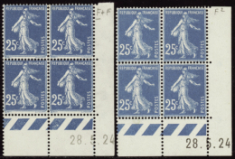 N° 140 25c Semeuse Bleu 28-5-24 Les 2 Galvanos Qualité: ** Cote: 102  € - Autres & Non Classés