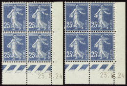 N° 140 25c Semeuse Bleu 23-5-24 Les 2 Galvanos Qualité: ** Cote: 102  € - Other & Unclassified