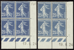 N° 140 25c Semeuse Bleu 19-6-24 Les 2 Galvanos Qualité: * Cote: 90  € - Other & Unclassified